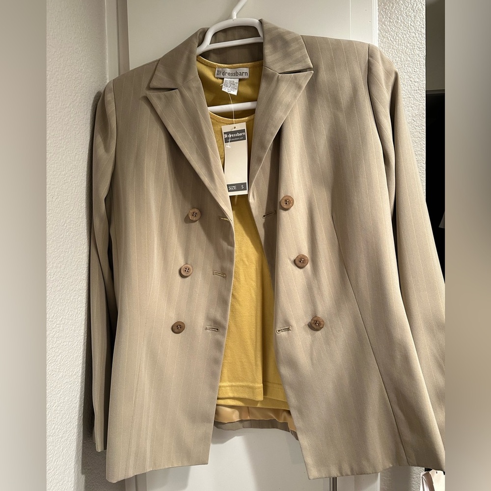 Dressbarn Beige Double-Breasted Blazer